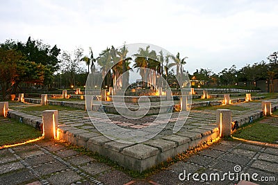 Dusk view of the Dongshan River Water Park Stock Photo