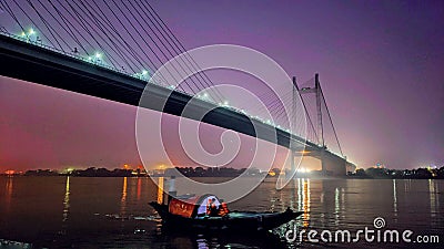 Dusk at Vivekakanda Bridge aka second hooghly bridge Stock Photo