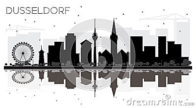 Dusseldorf Germany City Skyline Black and White Silhouette with Stock Photo