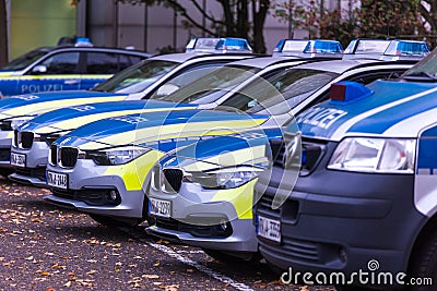 Dusseldorf, North Rhine-Westphalia/germany - 12 10 18:german police car row in dusseldorf germany Editorial Stock Photo