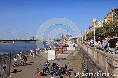 Dusseldorf Rhine waterfront Editorial Stock Photo