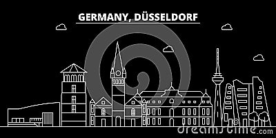 Dusseldorf silhouette skyline. Germany - Dusseldorf vector city, german linear architecture, buildings. Dusseldorf line Vector Illustration