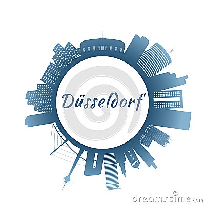 Dusseldorf skyline with colorful buildings. Vector Illustration
