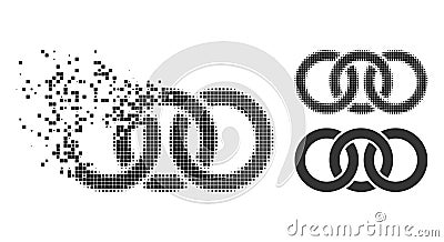 Dust Dot Circle Chain Link Icon with Halftone Version Vector Illustration