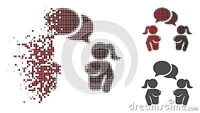 Dust Dot Halftone Naked Lady Chat Icon Vector Illustration