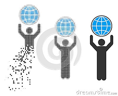 Dust Dotted Halftone Globalist Icon Vector Illustration