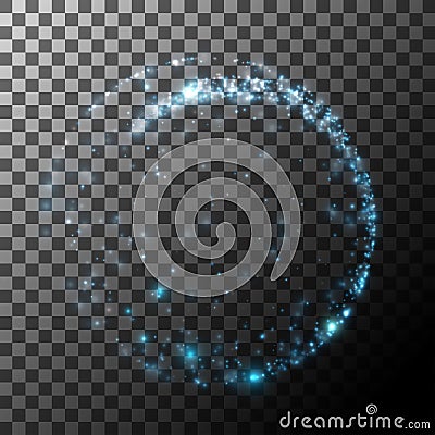 Dust particles circle, light effect. Vector element. Vector Illustration