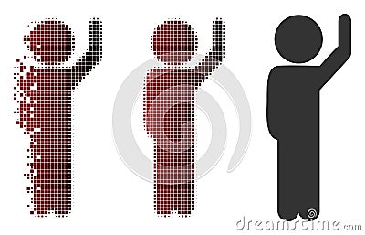 Dust Pixel Halftone Child Hello Icon Vector Illustration