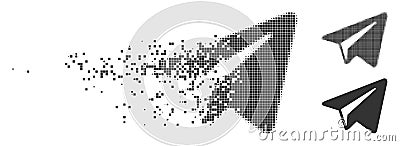 Dust Pixel Halftone Freelance Paper Plane Icon Vector Illustration