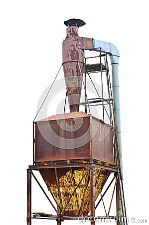 Dust purification cyclone air vortex separation separator, old Stock Photo