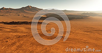 Dust storm on Mars. Sunset on Mars. Stock Photo