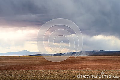 Dust storms in the desert of Salinas Grandes Stock Photo