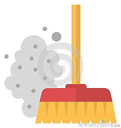 Dust sweeping brush. Floor cleaning color icon Vector Illustration