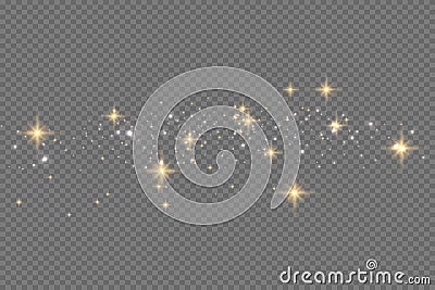 The dust is yellow. yellow sparks and golden stars shine with special light. Vector sparkles on a transparent background Vector Illustration