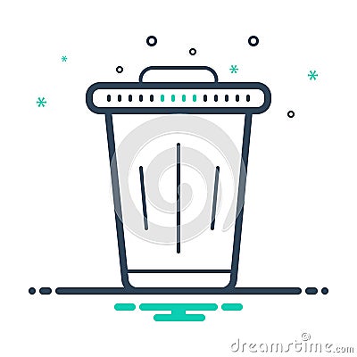 Black mix icon for Dustbin, trash and clean Vector Illustration