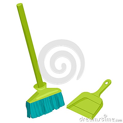 Dustpan and broom Vector Illustration