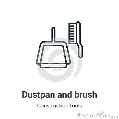 Dustpan and brush outline vector icon. Thin line black dustpan and brush icon, flat vector simple element illustration from Vector Illustration