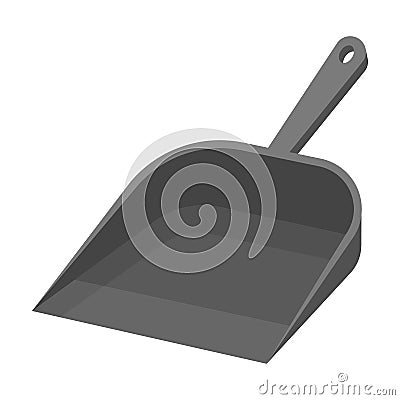 Dustpan icon in monochrome style isolated on white background. Cleaning symbol. Vector Illustration