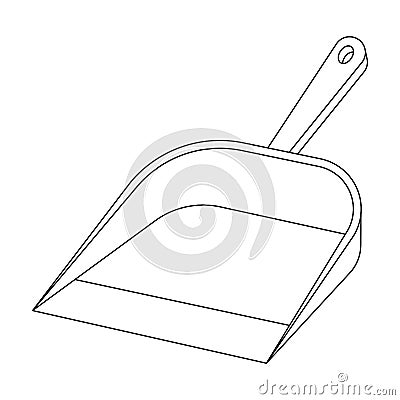 Dustpan icon in outline style isolated on white background. Cleaning symbol. Vector Illustration