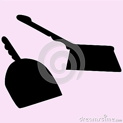 Dustpan and sweeping brush Vector Illustration