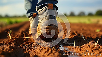 Dusty Boots and the Farmers Unyielding Spirit. Generative AI Stock Photo