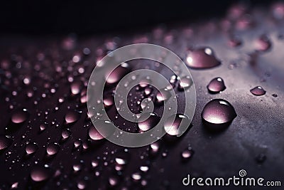 Dusty Lavender Metallic Drops On Black Background. Generative AI Stock Photo