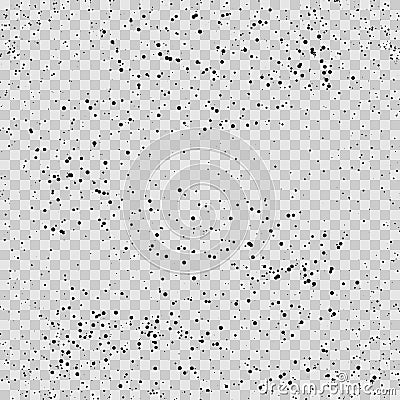 Dusty Overlay Texture for your design. Vector pattern with the black grain on transparent background. Small circles. Sand Vector Illustration