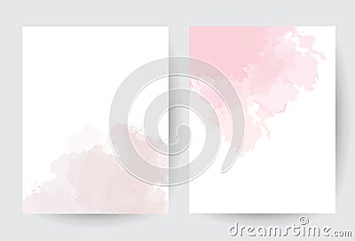 Dusty pink and taupe watercolor vector splash cards. Vector Illustration