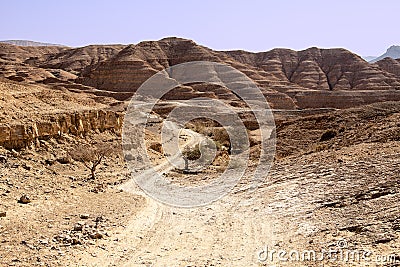 Dusty Road In The Negev Desert Stock Photo