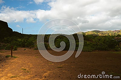 Dusty roads near the Makauwahi cave, Kauai Hawaii USA Stock Photo