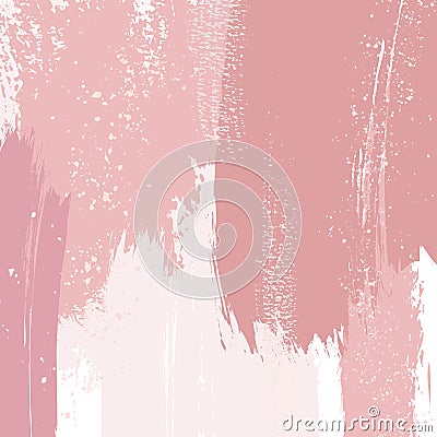 Dusty rose and pink brush strokes and gold lines. Pastel Gold brush strokes contour pattern. Delicate luxury foil Vector Illustration