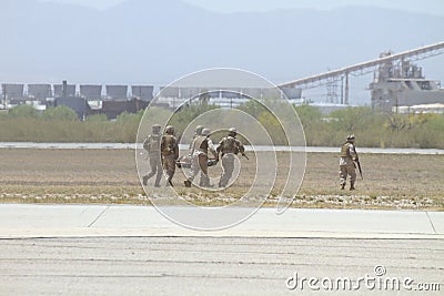 Dusty USA Marine Unit Military Evacuation Editorial Stock Photo