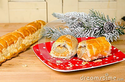 Dutch Banket Pastry With Christmas Pine Stock Photo