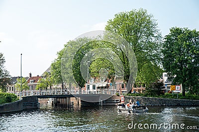 Dutch canal Haarlem Editorial Stock Photo