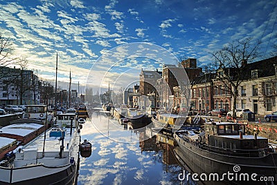 Dutch canal in winter Stock Photo