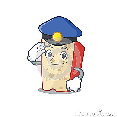 Dutch cheese Cartoon mascot performed as a Police officer Vector Illustration