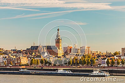 The Dutch city of Nijmegen during sunset Stock Photo