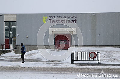 Corona test street winter holland Editorial Stock Photo