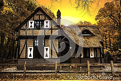 Dutch Country House sunset Stock Photo