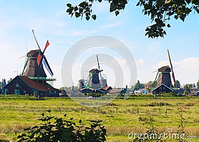 Dutch Countryside with Windmill Stock Photo