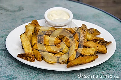 Dutch fries with mayonnaise Stock Photo