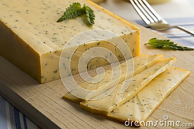 Dutch Gouda nettle cheese Stock Photo