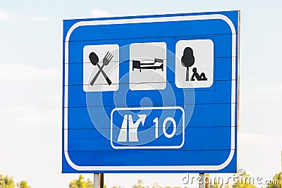 Dutch highway exit sign with tourist directions Stock Photo