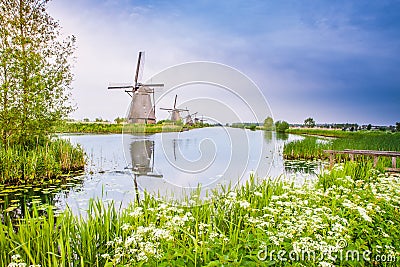 Dutch mills in Kinderdijk, Netherlands Stock Photo