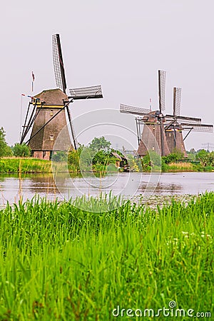 Dutch mills in Kinderdijk, Netherlands Stock Photo
