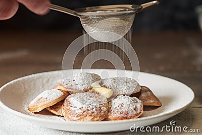 Dutch Mini Pancakes Poffertjes Stock Photo