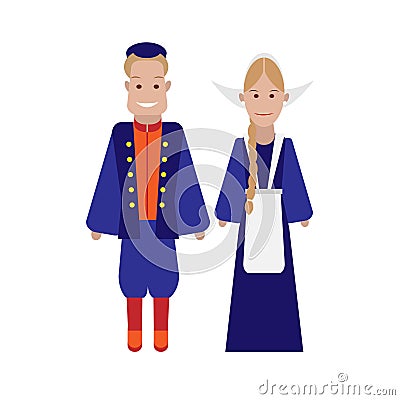 Dutch national costume Vector Illustration