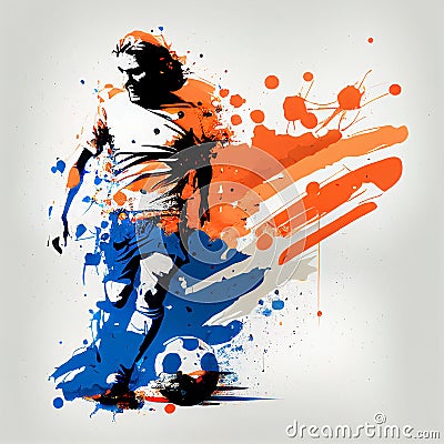 Dutch national football player. Netherlands soccer team. Dutch soccer poster. Abstract Netherlands football background Stock Photo