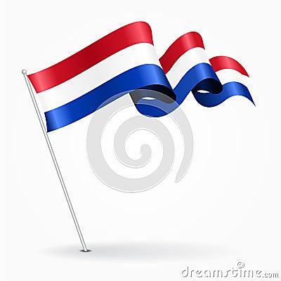 Dutch pin wavy flag. Vector illustration. Vector Illustration