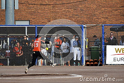 Dutch pitcher throwing her pitches Editorial Stock Photo